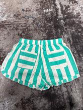 Load image into Gallery viewer, Women’s Green/Cream Striped Shorts