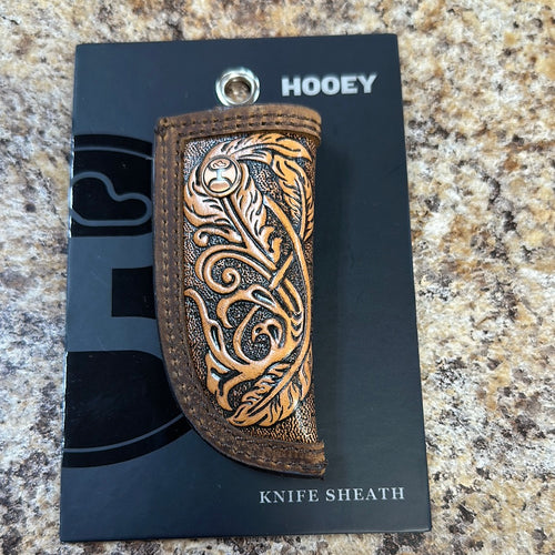 “Phoenix” Hooey Brown Hand Tooled Leather Knife Sheath.