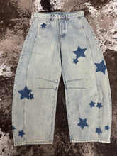 Load image into Gallery viewer, Star Printed Barrel Jeans.