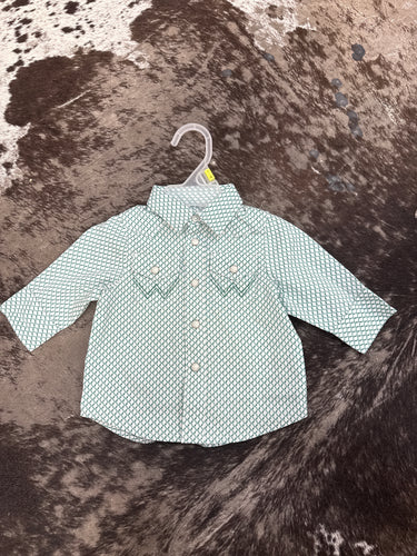 Baby Boy Wrangler Teal LS Snap Up