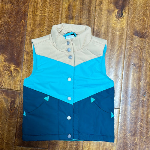 Cruel Girls Tan/Teal Vest.