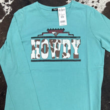 Load image into Gallery viewer, Women’s LS Turquoise Howdy Shirt
