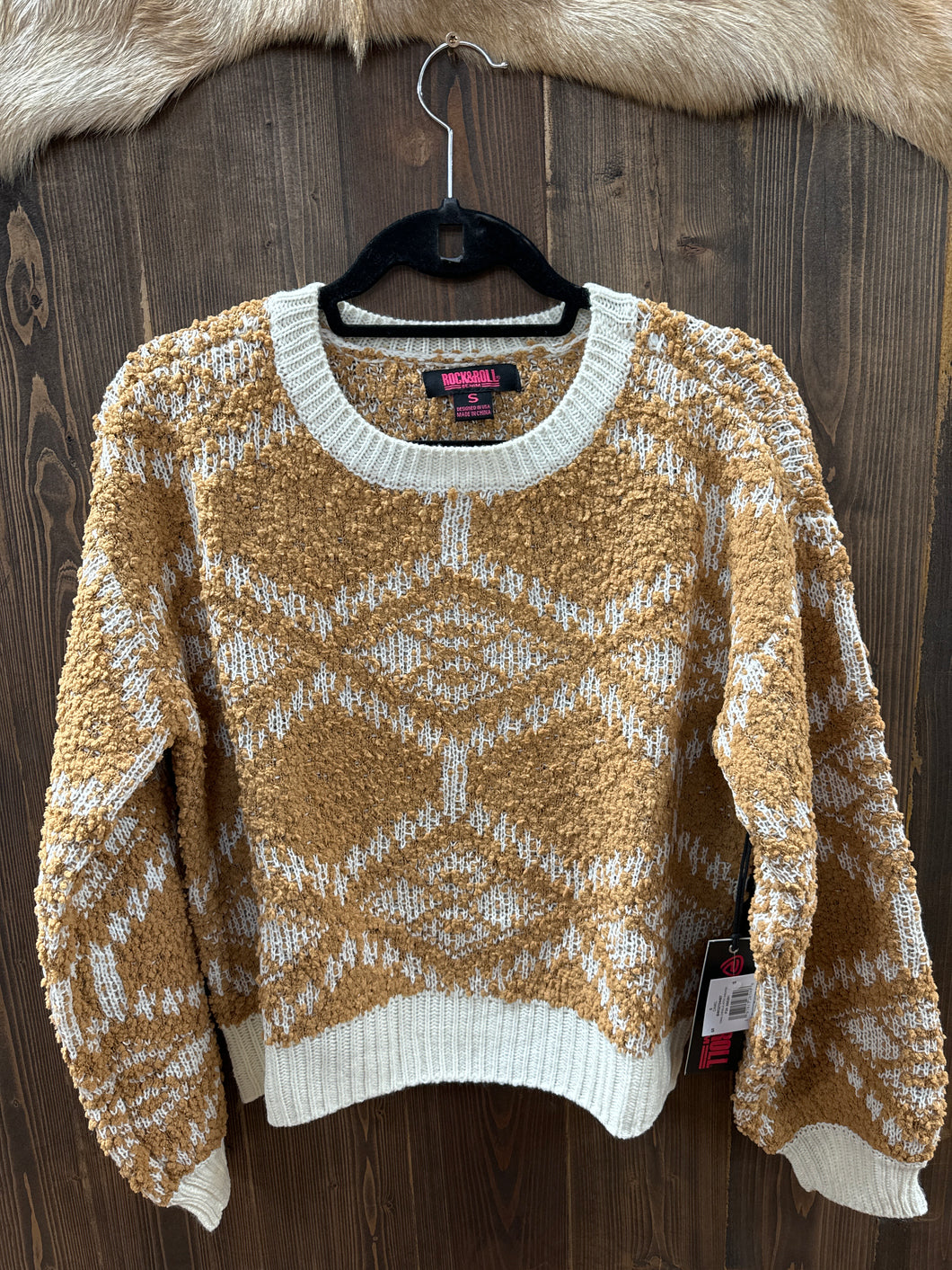 Women’s Rock & Roll Tonal Chenille Aztec Sweater