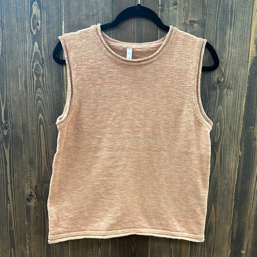 Rose Sweater Tank Top w/ Edge Detail.