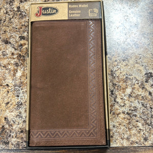 Justin Men’s Rodeo Wallet Roughout Leather.