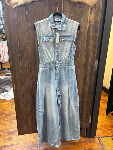 Women’s Button Down Denim Jumpsuit