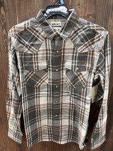 Load image into Gallery viewer, Men’s Ariat Dusky Green Plaid Button Up