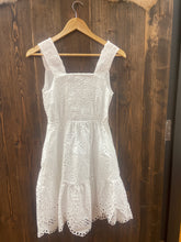 Load image into Gallery viewer, Woman’s White Scalloped Hem Eyelet Dress