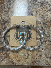 Load image into Gallery viewer, Crystal/Turquoise Tear Drop Hoops