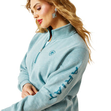 Load image into Gallery viewer, Ariat Teal Heather Logo 1/2 Zip Sweatshirt.