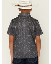 Load image into Gallery viewer, Boys Charcoal Longhorn Mesh Polo