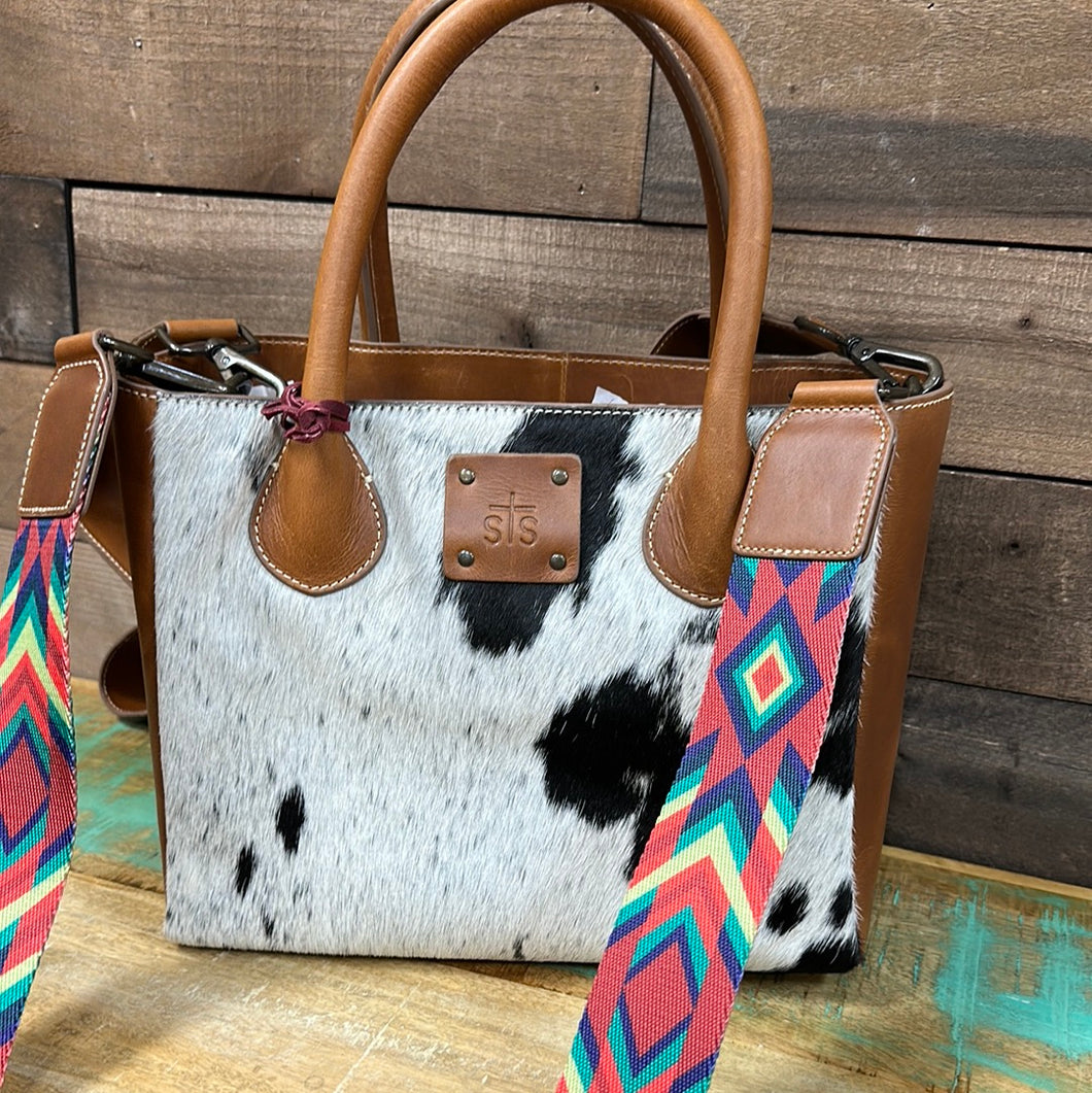 Basic Bliss Cowhide Satchel.