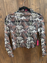 Load image into Gallery viewer, Women’s Rock&amp;Roll Black Mesh Print Top