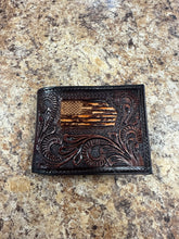 Load image into Gallery viewer, Leather Floral American Flag Wallet