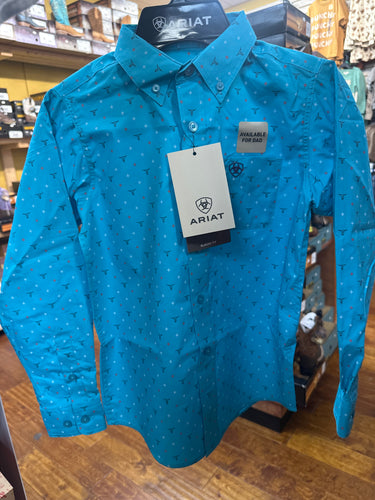 Ariat Boys Turquoise Button Up.