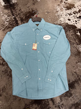 Load image into Gallery viewer, Men’s Roper Long Sleeve Amarillo Stretch Minicheck Turquoise Shirt