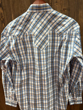 Load image into Gallery viewer, Men’s Stetson Plaid Blue Vintage Dobby Long Sleeve Button Up
