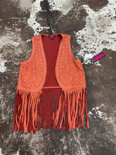 Load image into Gallery viewer, Women’s Rock&amp;Roll Rust Studded Fringe Vest