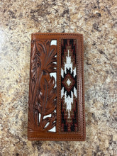 Load image into Gallery viewer, Men’s Challenger Floral Tooled Beaded Wallet