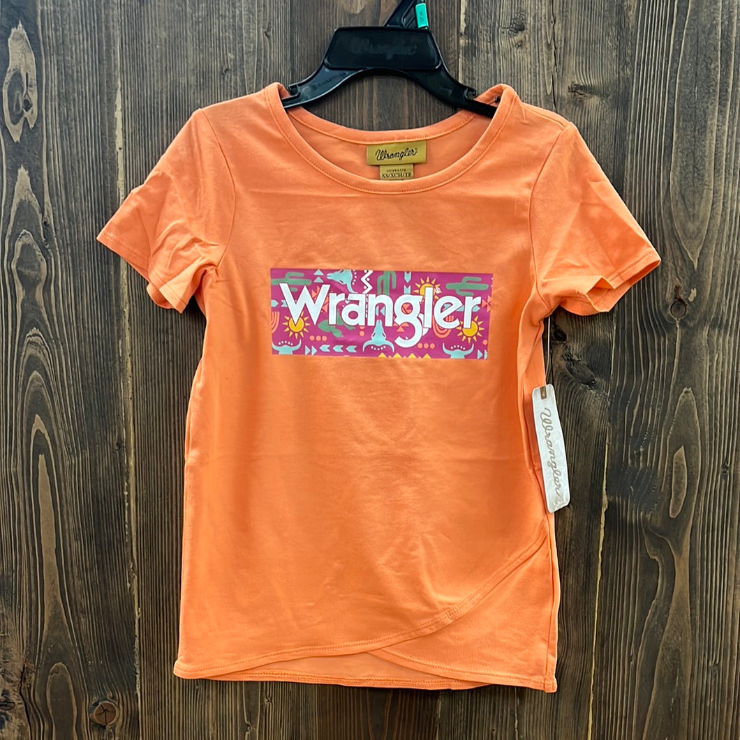 Girls Coral Wrangler Graphic Logo Tee