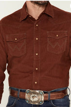 Load image into Gallery viewer, Men’s Wrangler Retro Solid Corduroy Long Sleeve Snap Shirt