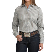 Load image into Gallery viewer, Cinch Women’s Brown Striped Button Down