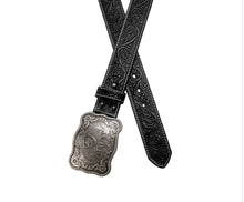 Load image into Gallery viewer, Ariat Mens Black Embossed Plate Buckle Belt