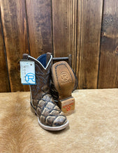 Load image into Gallery viewer, Boys Embossed Brown Pirarucu Leather Vamp Boot