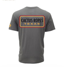Load image into Gallery viewer, Hooey Men’s Cactus Ropes Dark Grey SS T-shirt With Red And Yellow Rectangle Logo