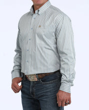 Load image into Gallery viewer, Cinch Men's Long Sleeve Light Blue Button Down Striped Shirt