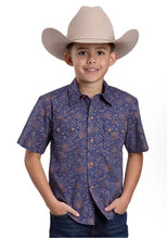 Load image into Gallery viewer, Boys SS Snap Vintage Paisley Allover Print Shirt