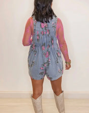 Load image into Gallery viewer, Veveret Denim Floral Sleeveless Romper