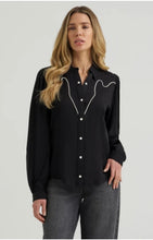 Load image into Gallery viewer, Women’s Wrangler Black LS Snap Blouse