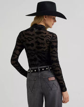 Load image into Gallery viewer, Women’s Wrangler Black Mock Neck Sheer Top