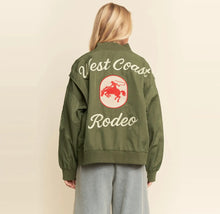 Load image into Gallery viewer, Women’s West League Varsity Love Bomber Jacket