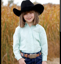 Load image into Gallery viewer, Cruel Girls LS Turquoise Striped Button Up