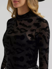 Load image into Gallery viewer, Women’s Wrangler Black Mock Neck Sheer Top