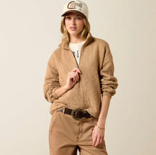 Load image into Gallery viewer, Ariat Women’s Tigers Eye / Grey Acid Wash Boot Stitch Half Zip Pullover