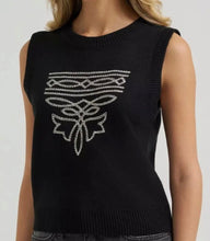 Load image into Gallery viewer, Wrangler Women’s Black Western Stitch Sweater Vest