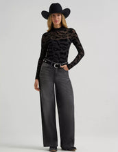 Load image into Gallery viewer, Women’s Wrangler Black Mock Neck Sheer Top