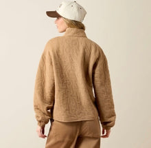 Load image into Gallery viewer, Ariat Women’s Tigers Eye / Grey Acid Wash Boot Stitch Half Zip Pullover