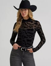 Load image into Gallery viewer, Women’s Wrangler Black Mock Neck Sheer Top