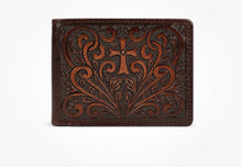 Load image into Gallery viewer, Men’s Cross Floral Embossed Wallet