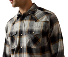 Load image into Gallery viewer, Men’s Ariat Retro Heinz Grey Heather Plaid Fitted Snap Button Up