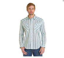 Load image into Gallery viewer, Mens Panhandle Turquoise Vintage Stripe LS PearlSnap