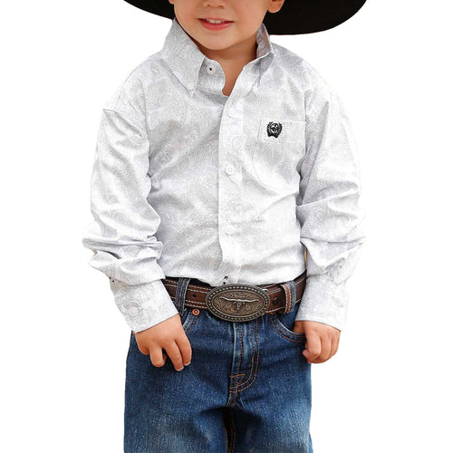 Cinch Little Boy's White Paisley Shirt