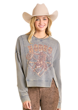 Load image into Gallery viewer, Women’s Rock&amp;Roll Grey Graphic Pullover With Vents