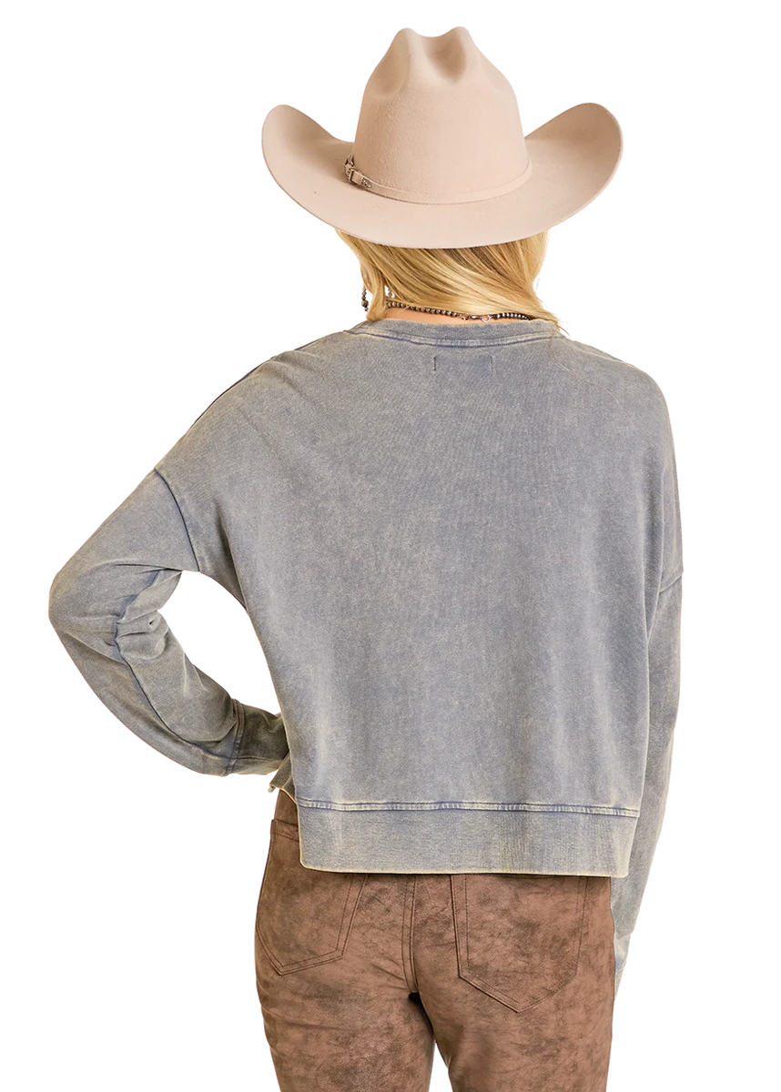 Women’s Rock&Roll Grey Graphic Pullover With Vents – Rustic Soul