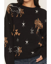Load image into Gallery viewer, Women’s Rock&amp;Roll Black Lurex Conversational Sweater