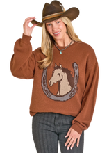 Load image into Gallery viewer, Women’s Rock&amp;Roll Horse And Horseshoe Sweater